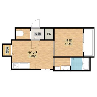 三島のマンスリー　千鳥橋　Aタイプ 禁煙  ★ネット無料★の間取り図