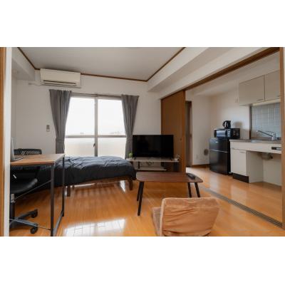 広々１K！Wifi&駐車場無料、家具家電付、TM49 402号室の間取り図