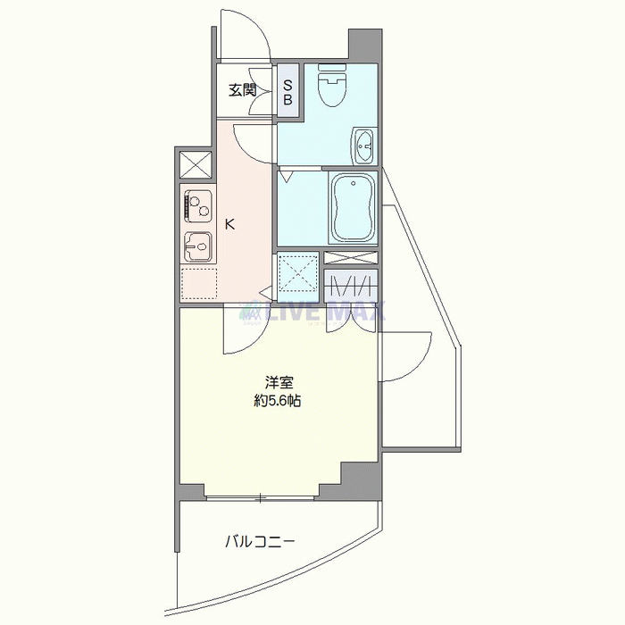 マンスリーリブマックス代々木八幡SOUTHカーブ▲『禁煙ルーム』【独立洗面・浴室乾燥付】≪エクセレントシリーズ≫の間取り図
