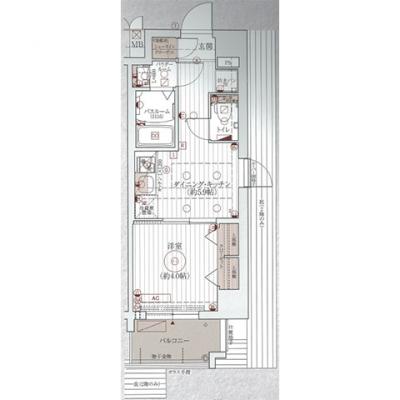 EC京都東寺朱雀邸④【1DK・セミダブルベッド・43型テレビ・ペット飼育相談可】の間取り図