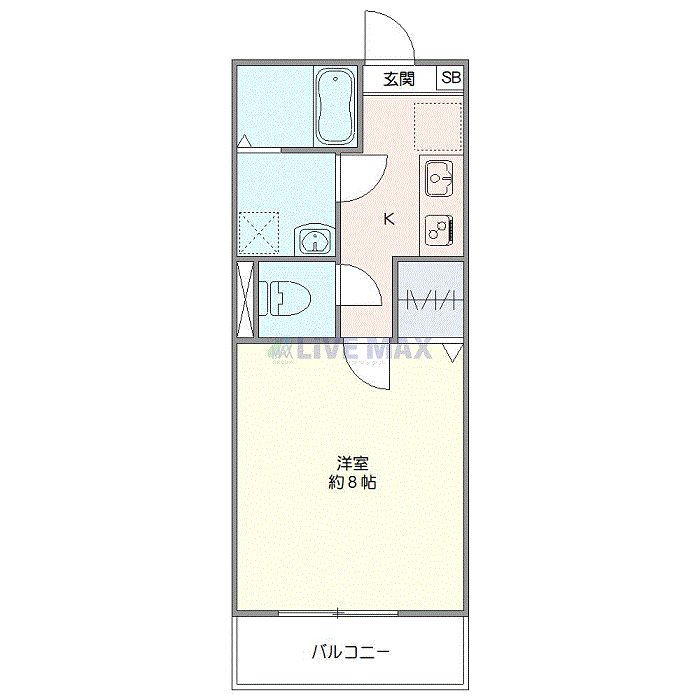 マンスリーリブマックス鎌ケ谷SOUTHセレスト△『禁煙ルーム・25平米』【Wi-Fi無制限・独立洗面】≪スタンダードシリーズ≫の間取り図