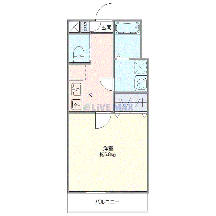 マンスリーリブマックス東福生ステーションフロント△『禁煙ルーム・25平米・駅1分』【Wi-Fi無制限・独立洗面・浴室乾燥付】≪スタンダードシリーズ≫の間取り図