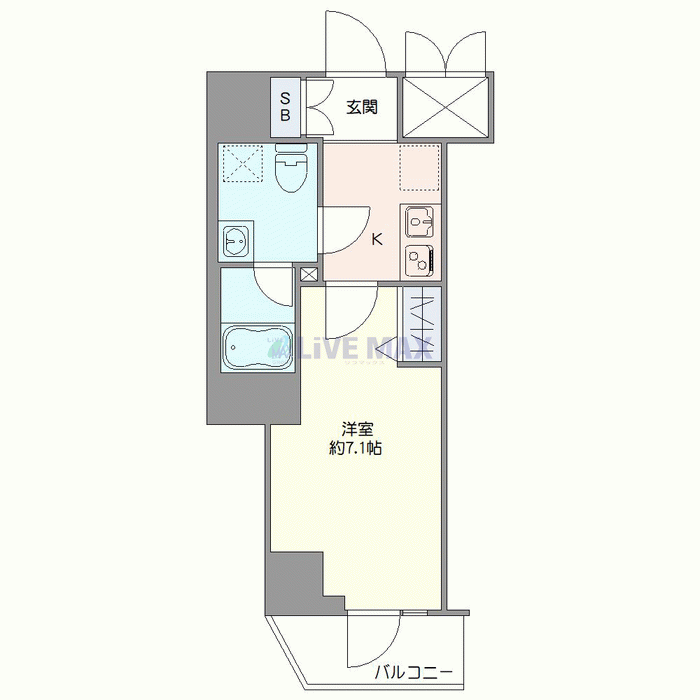 マンスリーリブマックス川崎駅SOUTH□『禁煙ルーム』【Wi-Fi無制限・独立洗面・浴室乾燥付】≪プレミアムシリーズ≫の間取り図