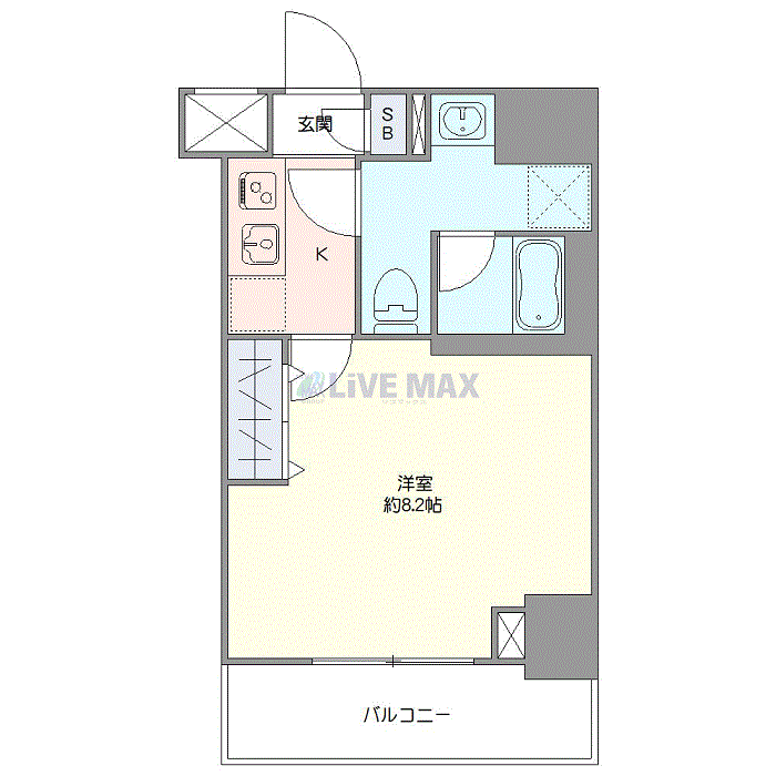 マンスリーリブマックス中野新橋クレヴィスタ◎『禁煙ルーム・25平米』【Wi-Fi無制限・ローテーブル・ソファ】≪プレミアムシリーズ≫の間取り図