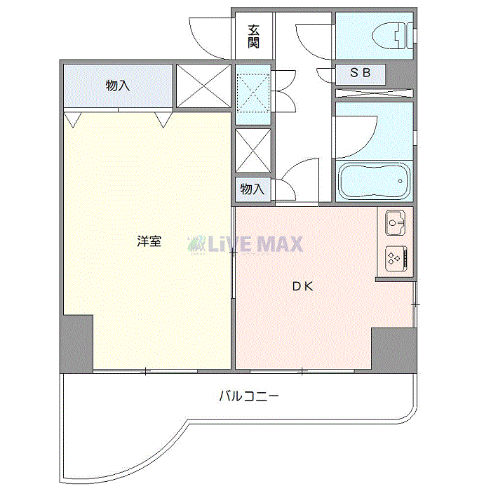 マンスリーリブマックス水戸駅NORTHベルク☆『禁煙ルーム・1DK・31平米』【Wi-Fi無制限・セパレート】≪スタンダードシリーズ≫の間取り図