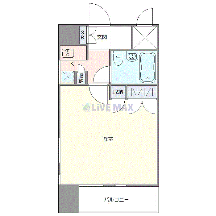 マンスリーリブマックス仙台市役所前∴『禁煙ルーム・1K・22平米』【1名入居限定・コインランドリータイプ】≪スマートシリーズ≫の間取り図