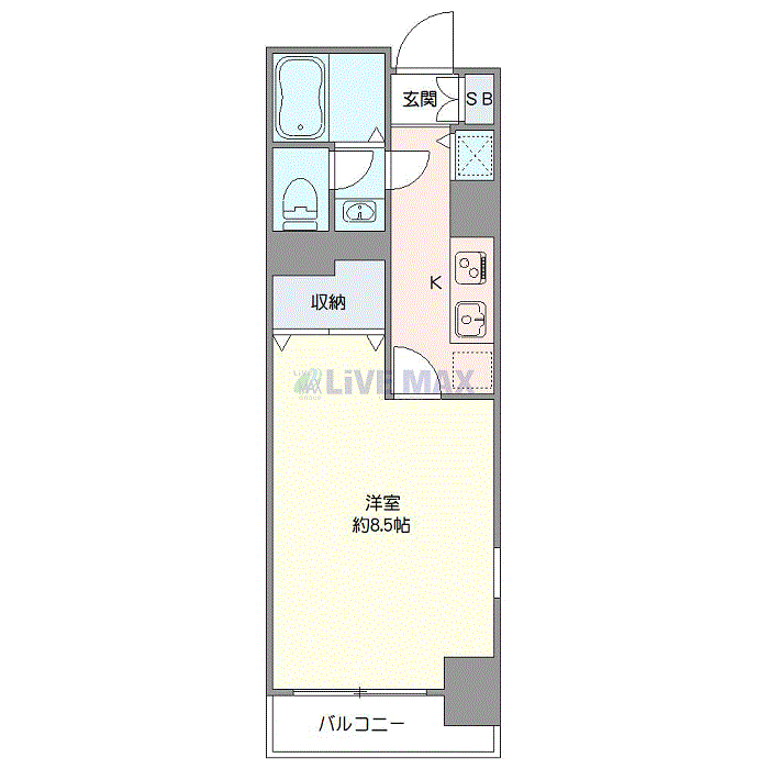 グッドステイ高輪・泉岳寺◎『禁煙ルーム・29平米・駅1分・1名入居限定・独立洗面』【ベーシック】の間取り図