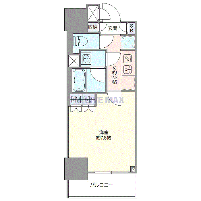 マンスリーリブマックス三田駅EASTレジデンス◎『禁煙ルーム』【独立洗面・浴室乾燥付】≪エクセレントシリーズ≫の間取り図