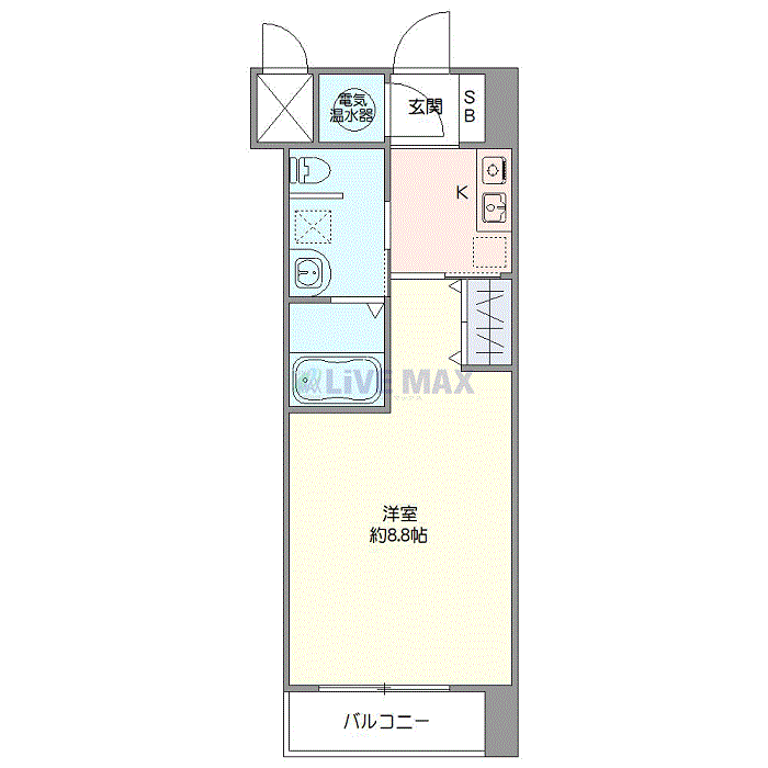 マンスリーリブマックス仙台・勾当台公園WESTアントラ◆『禁煙ルーム・27平米』【独立洗面】≪スタンダードシリーズ≫の間取り図