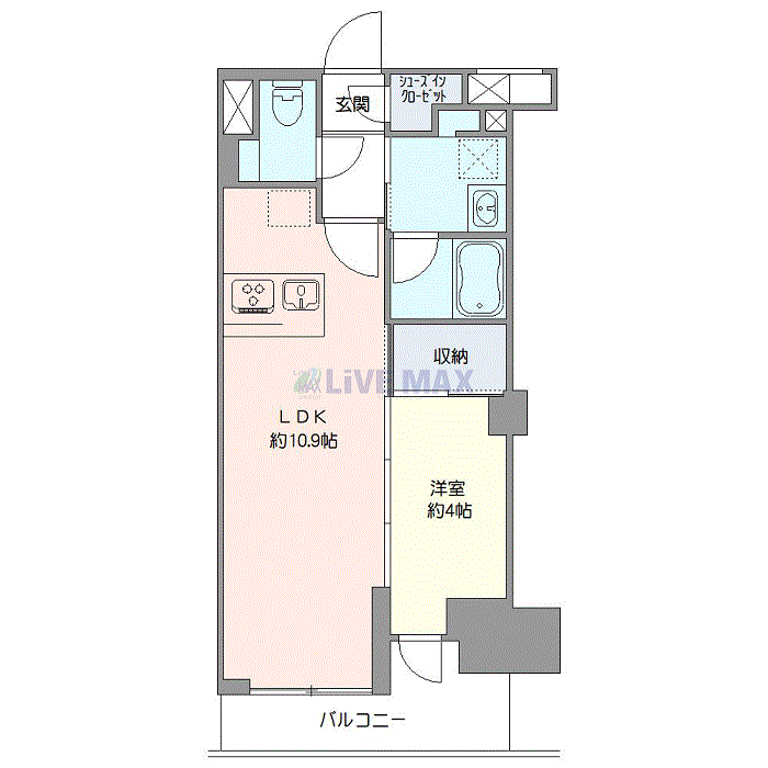 グッドステイ亀戸水神SOUTH◆『禁煙ルーム・1LDK・36平米・Wi-Fi無制限・追い焚き機能』【デラックス】の間取り図