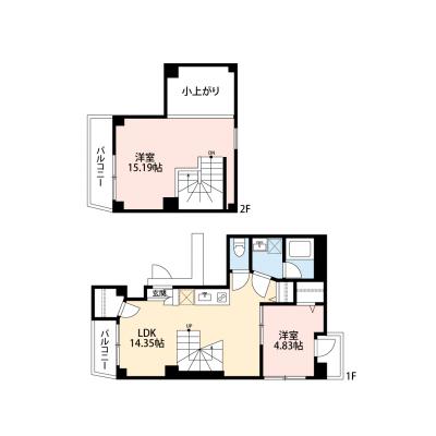 【湯島駅徒歩１分】メゾネットタイプ　66.61㎡　ブランノワール湯島の間取り図