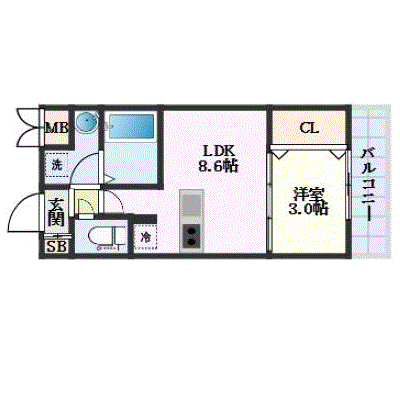 マンスリーリブマックス深江橋駅北エール△エグゼ【1LDK・設備充実】≪エクセレントシリーズ≫の間取り図