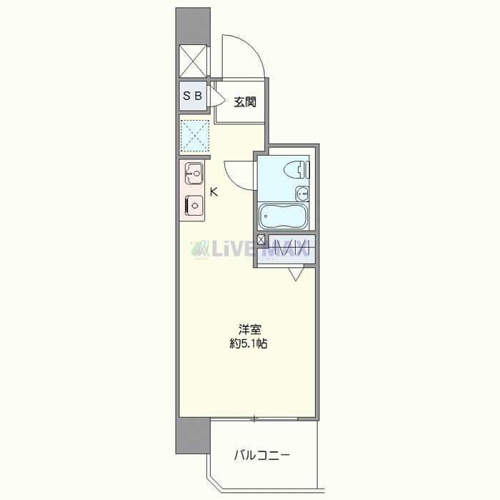 マンスリーリブマックス祐天寺ジェイパーク弐番館●『禁煙ルーム』【UBタイプ】≪スマートシリーズ≫の間取り図