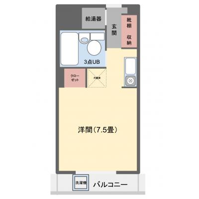 【オレンジマンスリー博多駅前】♪♪期間限定7万円コミコミキャンペーン♪♪駅近徒歩4分,Wi-Fi無料,禁煙ルーム♪♪の間取り図