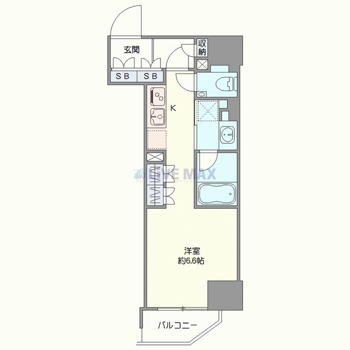 マンスリーリブマックス浜松町・芝公園デザイン◎『禁煙ルーム・26平米』【独立洗面・浴室乾燥付】≪プレミアムシリーズ≫の間取り図