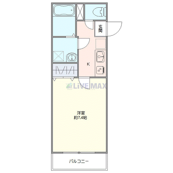 マンスリーリブマックス内房線五井NORTHゼファー△『禁煙ルーム・25平米』【Wi-Fi無制限・独立洗面】≪スタンダードシリーズ≫の間取り図