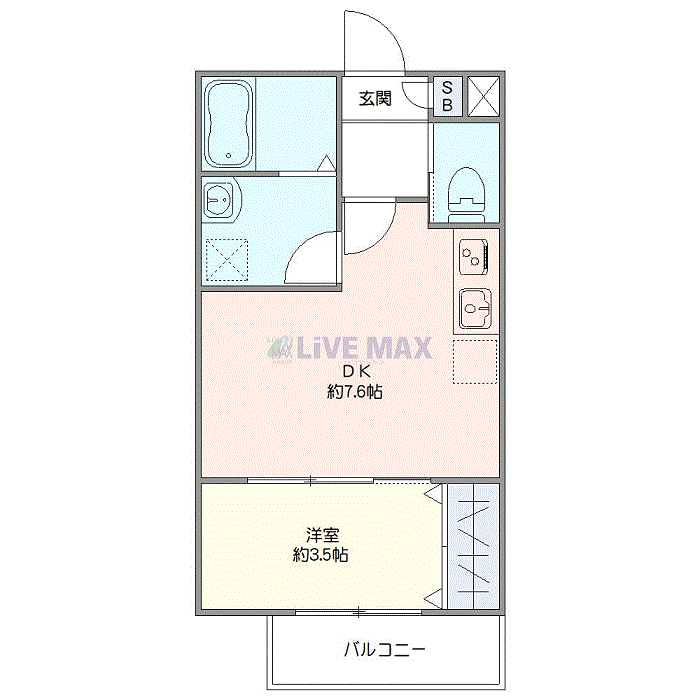 マンスリーリブマックス小田急線愛甲石田EAST△『禁煙ルーム・1DK・28平米』【Wi-Fi無制限・独立洗面】≪スタンダードシリーズ≫の間取り図