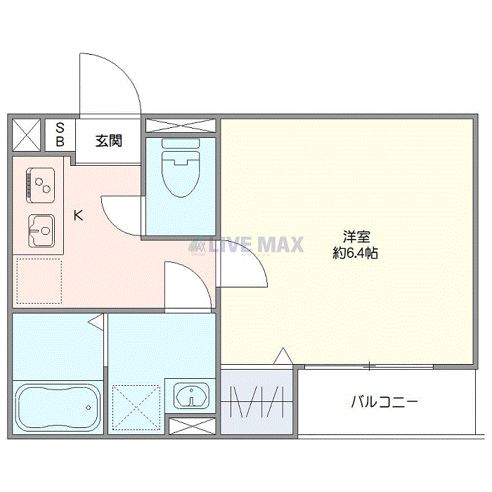 マンスリーリブマックス小田急線本厚木EAST◆『禁煙ルーム・1K』【1名入居限定・Wi-Fi無制限・浴室乾燥付】≪エクセレントシリーズ≫の間取り図