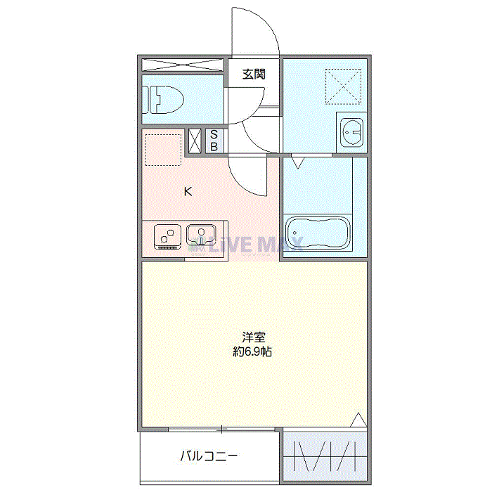 グッドステイ小田急線本厚木EAST■『禁煙ルーム・1R・1名入居限定・Wi-Fi無制限・浴室乾燥付』【ハイクラス】の間取り図