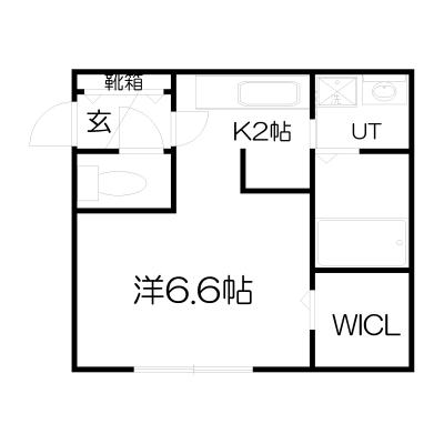 POROKARI新札幌東B/1K/エアコン/防犯カメラ有の間取り図