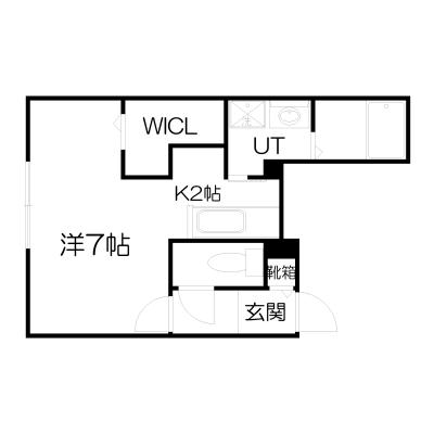 POROKARI新札幌東C/1K/エアコン/防犯カメラ有の間取り図