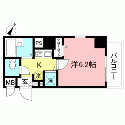 【茅場町3分】無料Wi-Fi完備・テレワーク◎丨東都マンスリー　ガラ・シティ日本橋茅場町1K（禁煙）(5)の間取り図