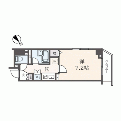 【幡ヶ谷3分】ネット無料・出張/短期滞在に丨東都マンスリー ガラ・シティ幡ヶ谷1K（禁煙）(4)の間取り図