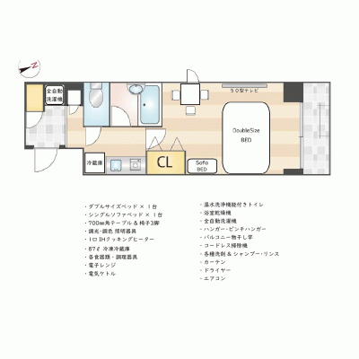 【芝公園】複数駅利用可◎長期滞在快適丨ニューガイア リルーム芝 No.27603（禁煙）(2)の間取り図