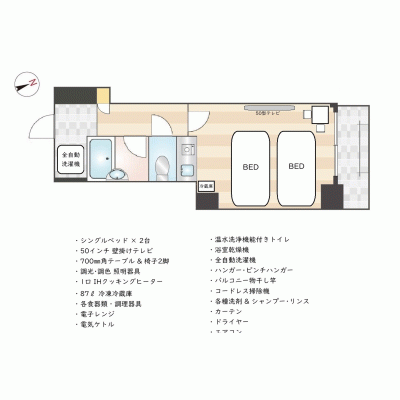 【浜松町12分】複数駅利用可◎無料ネット完備丨ニューガイア リルーム芝 No.27601（禁煙）(2)の間取り図
