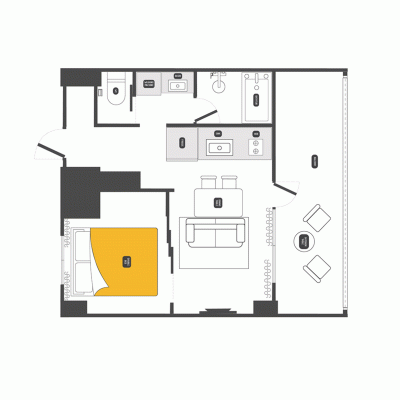 【築地4分】市場近く・静かで広々1LDK丨Dash Living Tsukiji East1 Bedroom with Outdoor Living（1LDK）(1)の間取り図