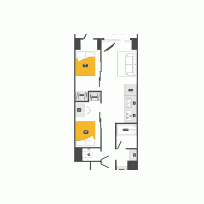 【築地4分】市場近く◎テレワーク可丨Dash Living Tsukiji East2 Bedroom with Workspace（2LDK）(1)の間取り図