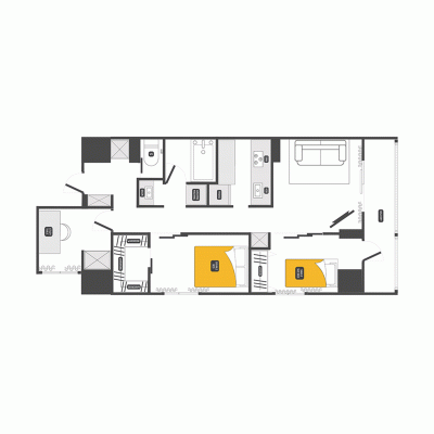 【築地4分】市場近く・広々キッチン◎丨Dash Living Tsukiji East3 Bedroom（3LDK）(1)の間取り図