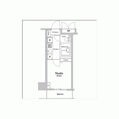 【新宿】インターネット無料◎テレワークに最適丨SLマンスリー西新宿1K（禁煙）(4)の間取り図