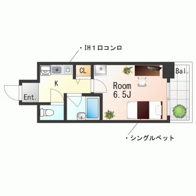 【三ノ宮7分】出張・短期滞在に◎丨エスリード三宮第３2F（禁煙）(1)の間取り図