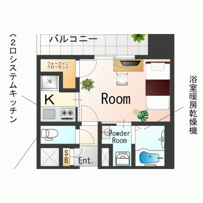 【阿波座7分】無料ネット完備◎出張・テレワークに丨エスリード阿波座レジデンス12F（禁煙）(1)の間取り図