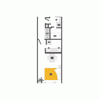 【白金高輪】ホテルライク！買物便利◎丨Dash Living Minami AzabuDeluxe Studio A（禁煙）(3)の間取り図