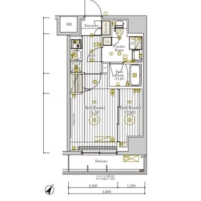 【✨🌅❄年末年始大感謝祭❄🌅✨】【禁煙🚭/Wi-Fi無料🌐】マイナビSTAYトワイライトヒルズ新小岩駅前　201の間取り図