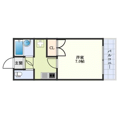 マンスリーリブマックス西新駅北フェリセス▲【23㎡・セパレート】≪スタンダード≫の間取り図