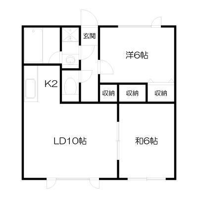 POROKARI函館湯浜B/2LDK/函館競馬場近くの間取り図