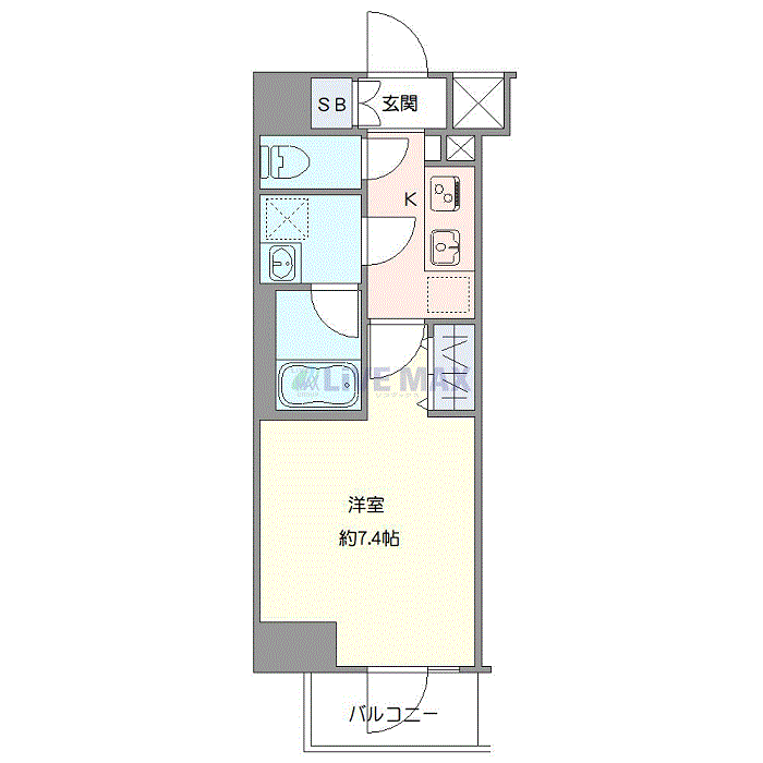 グッドステイ柴又WEST・高砂クレヴィスタⅡ■『禁煙ルーム・25平米・Wi-Fi無制限・追い焚き機能・浴室乾燥付』【デラックス】の間取り図