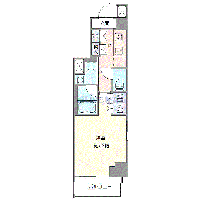 マンスリーリブマックス亀戸クレヴィスタⅤ△『禁煙ルーム・25平米』【Wi-Fi無制限・独立洗面・浴室乾燥付】≪エクセレントシリーズ≫の間取り図