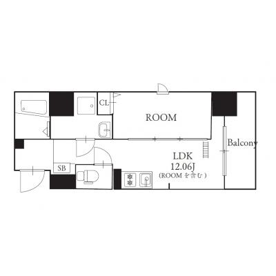 【MP 天神東グランM】1DKの間取り図