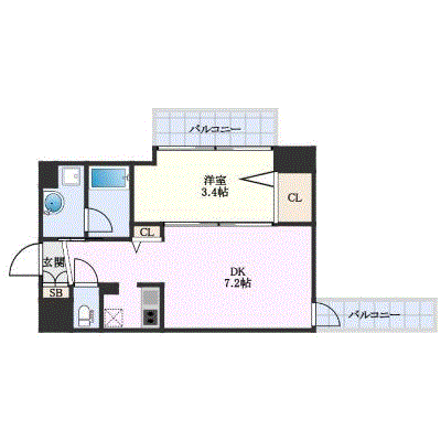 グッドステイ東淀川駅前ユーズ7番館プラス◆【ハイクラス・1DK・設備充実】の間取り図
