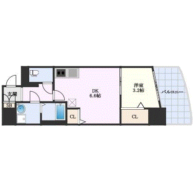 グッドステイJR東淀川駅前8番館プラス△【ハイクラス・1DK・設備充実】の間取り図