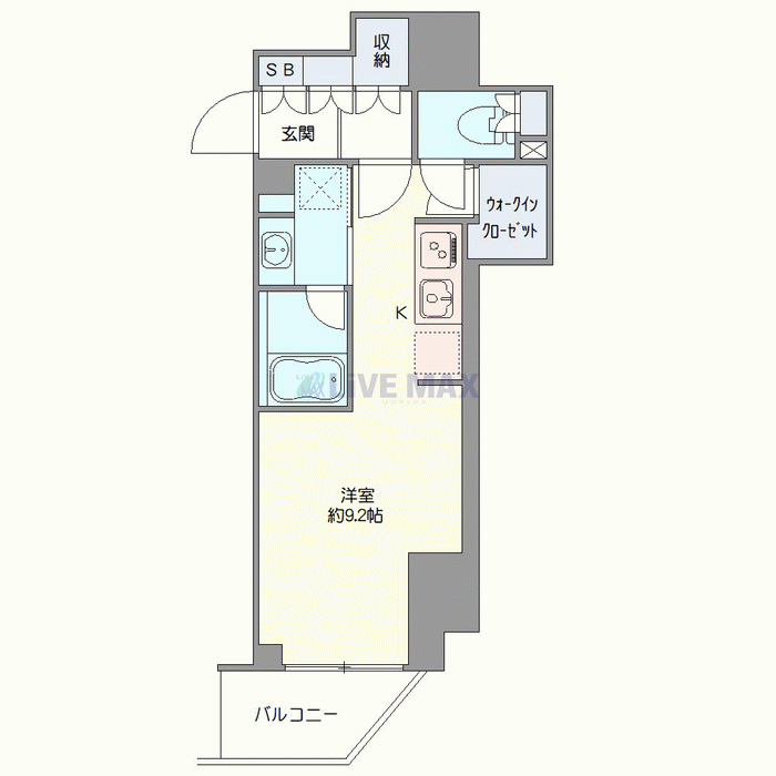 グッドステイ浜松町・芝公園デザイン△『禁煙ルーム・28平米・独立洗面・浴室乾燥付』【デラックス】の間取り図