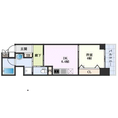 グッドステイ梅小路京都西駅ベラジオプラス▲【ハイクラス・1DK・設備充実】の間取り図