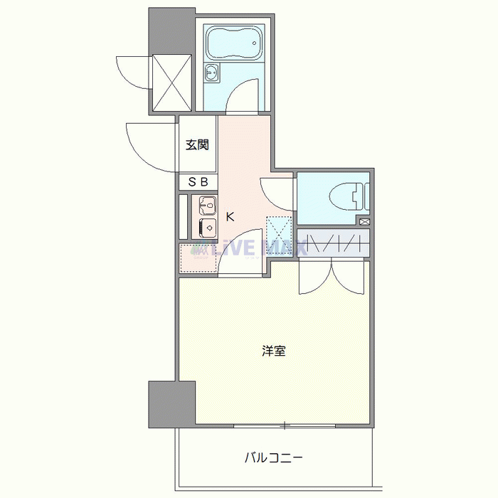 マンスリーリブマックス東高円寺SOUTHステージ△『禁煙ルーム』【1K・21平米・浴室乾燥付】≪スタンダードシリーズ≫の間取り図