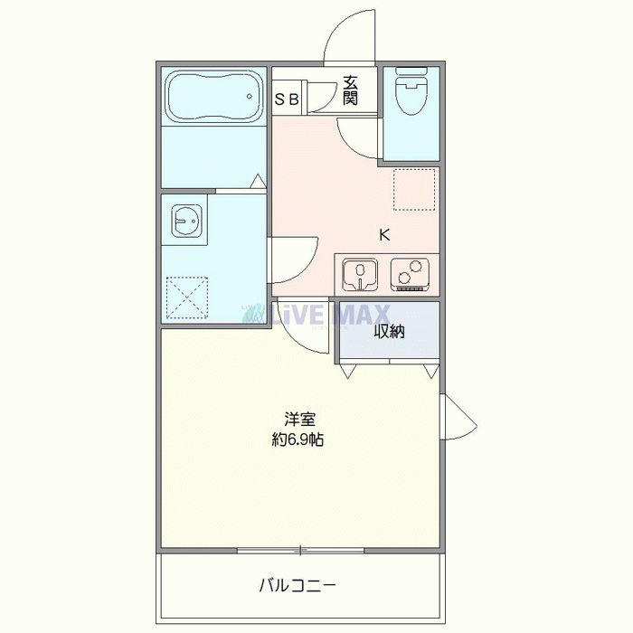 グッドステイ相模原SOUTHフェリシア△『禁煙ルーム・24平米・1名入居限定・独立洗面』【ベーシック】の間取り図