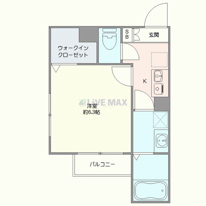 マンスリーリブマックス平井ルッシェロ☆『禁煙ルーム』【1名入居限定・独立洗面・浴室乾燥付】≪エクセレントシリーズ≫の間取り図