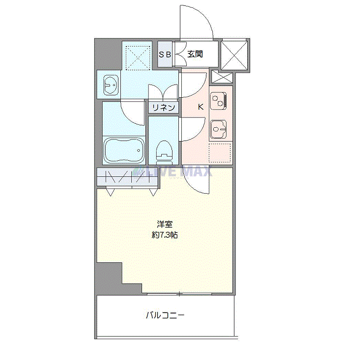 マンスリーリブマックス中野新橋駅前クレヴィスタⅡ■『禁煙ルーム・25平米』【Wi-Fi無制限・独立洗面・浴室乾燥付】≪プレミアムシリーズ≫の間取り図